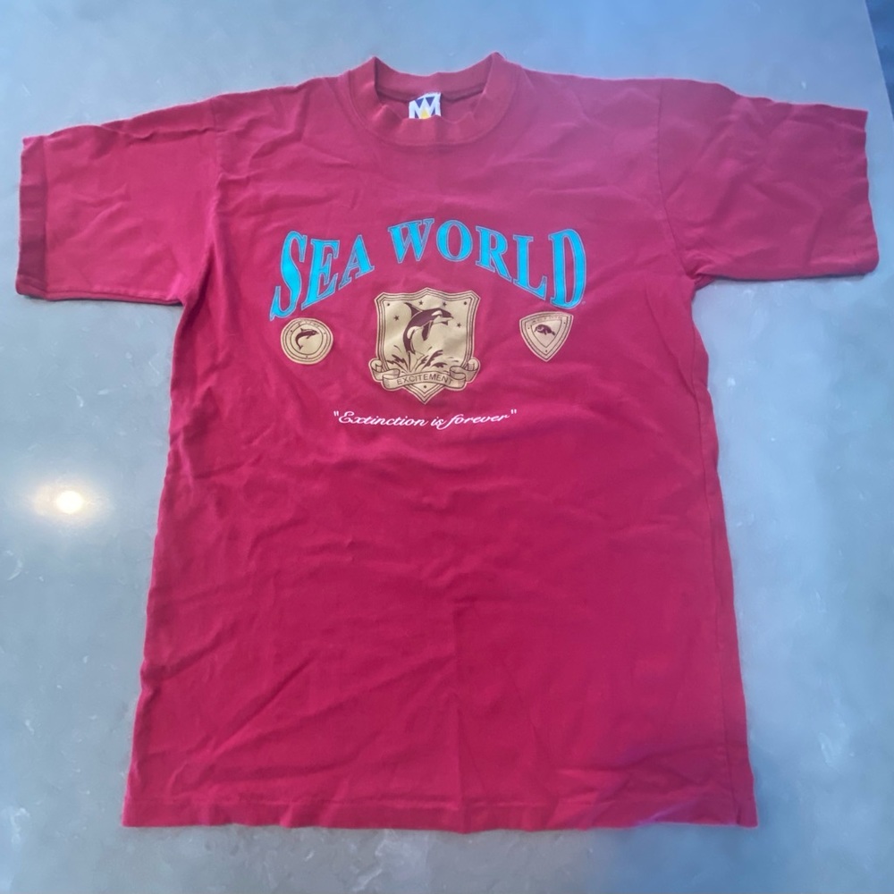 Vtg Sea World Extinction Is Forever Graphic 90s T-Shirt Wellington Apparel USA